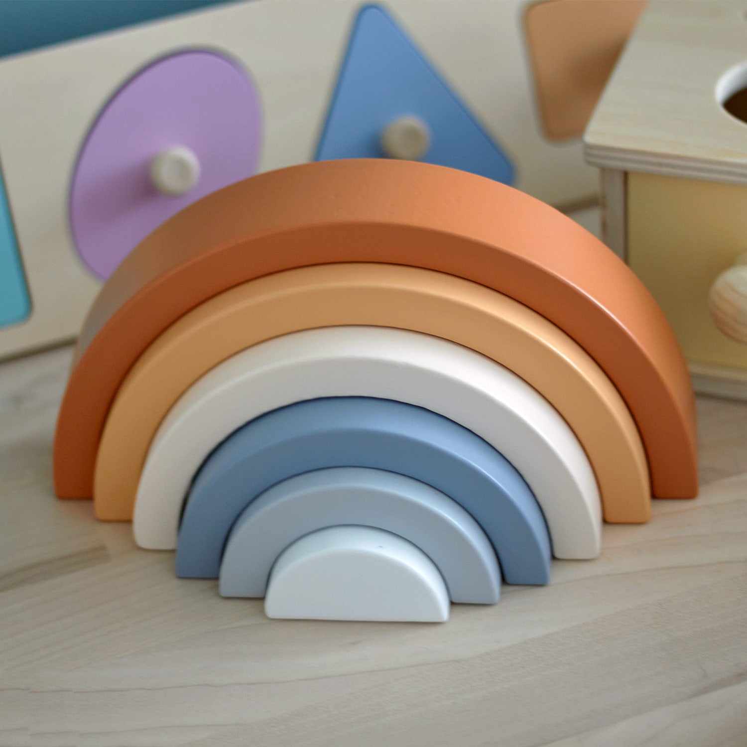 Wooden Rainbow Stacking Toy - A Colorful, Creative, and Engaging Learn ...