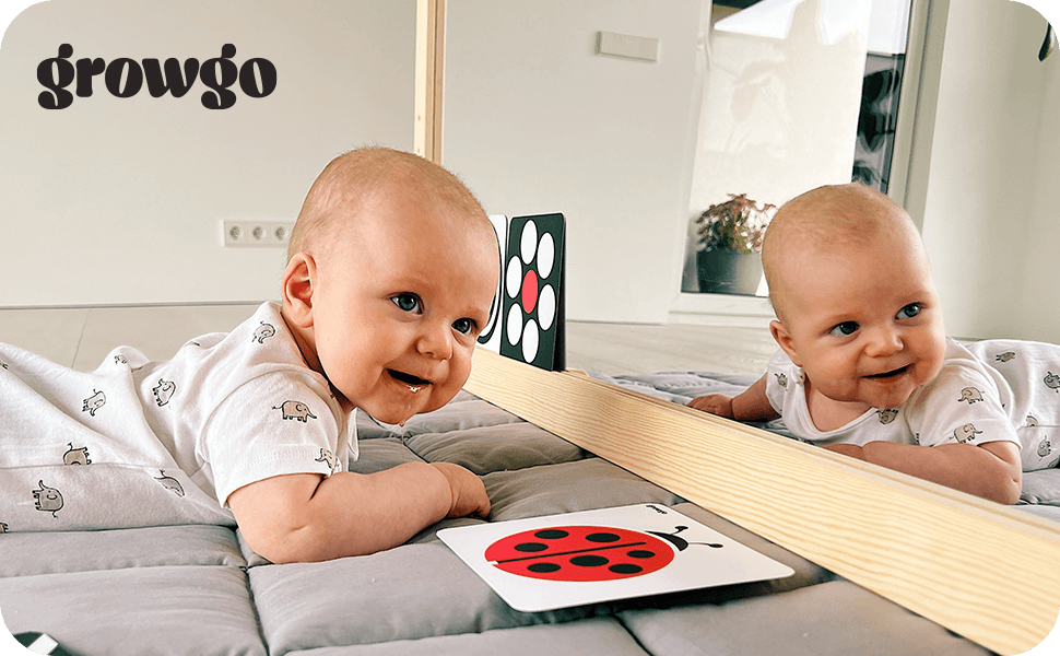 Montessori 3 in 1 Baby Mirror, Tummy Time Gym with Bar – GrowGo Kids