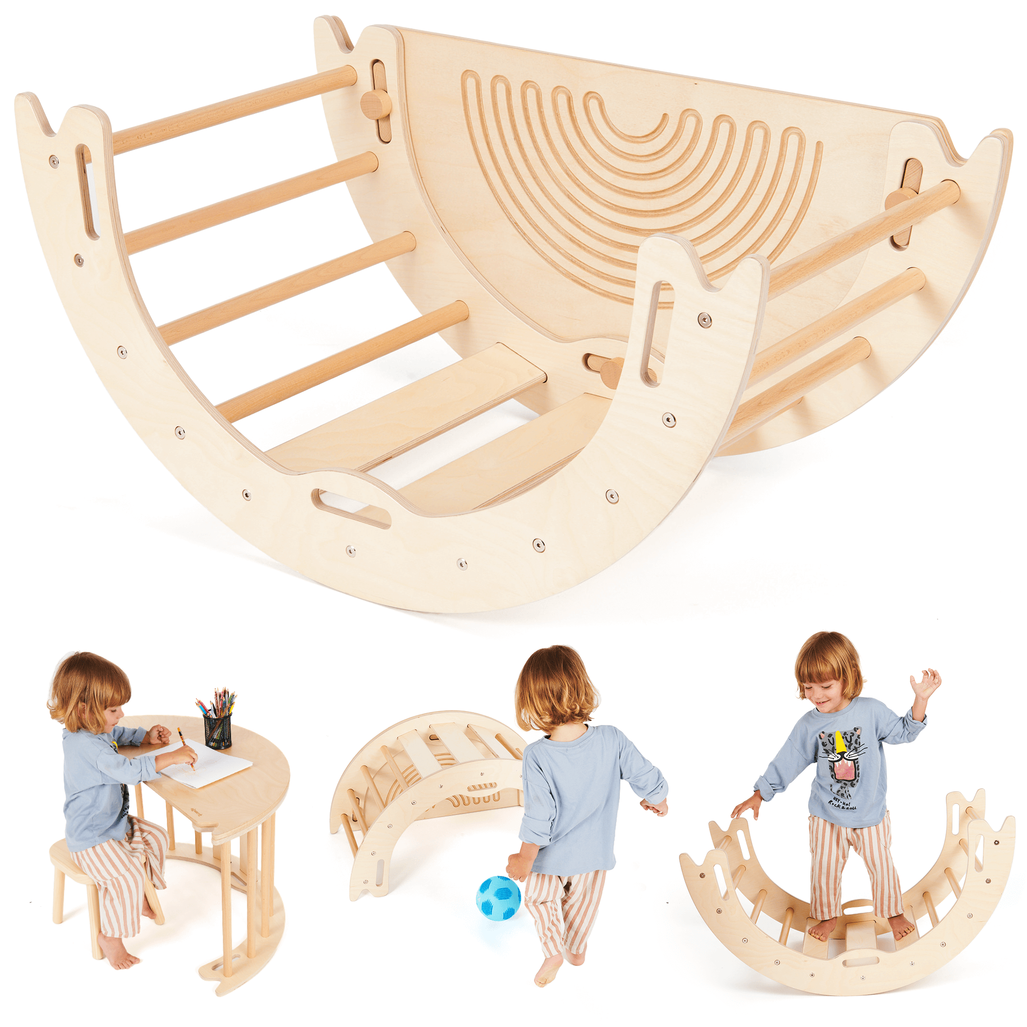 Montessori 4in1 Climbing Arch & Rocker with Tabletop – GrowGo Kids