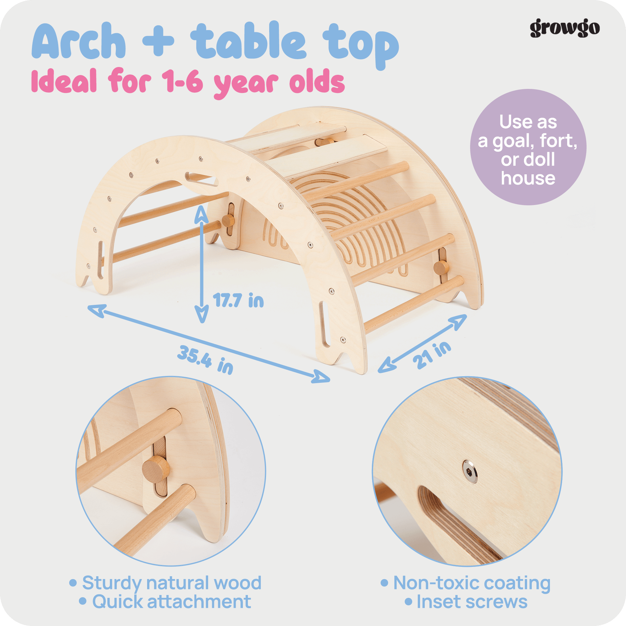 Montessori 4in1 Climbing Arch & Rocker with Tabletop – GrowGo Kids